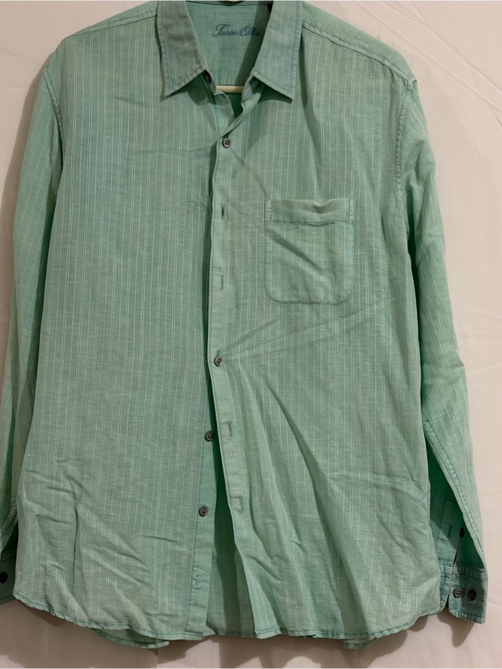 Vintage Mint Green Striped Men's Button-Down Shirt